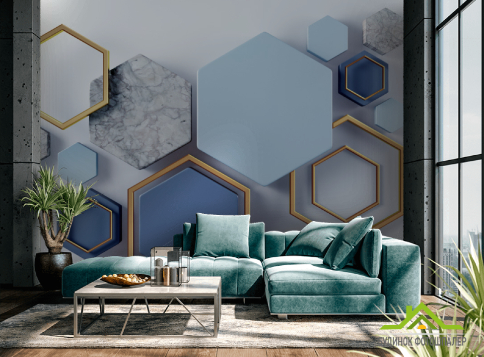 выбрать Фотообои Синие шестиугольники Каталог фотообоев на стену