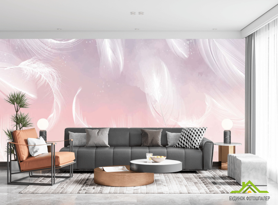 выбрать Фотообои Перья на фоне фиолетового градиента. Каталог фотообоев на стену