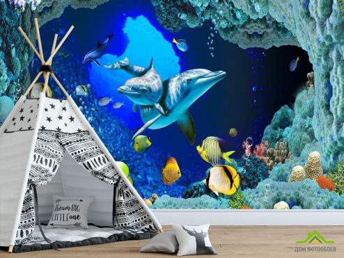 выбрать Фотообои Сказочный подводный мир Фотообои Фотообои в детскую: горизонталная, горизонтальная ориентация на стену