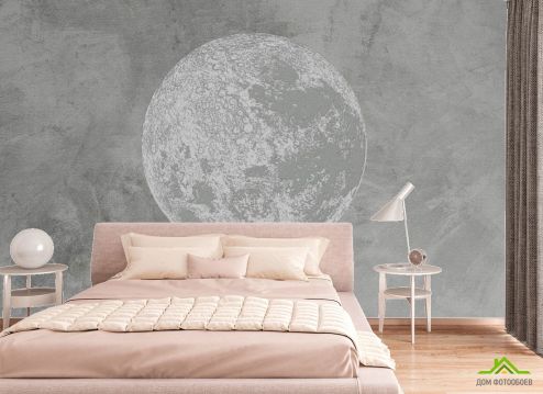 выбрать Фотообои Серая луна минимализм Фотообои в спальню: горизонталная, горизонтальная ориентация на стену