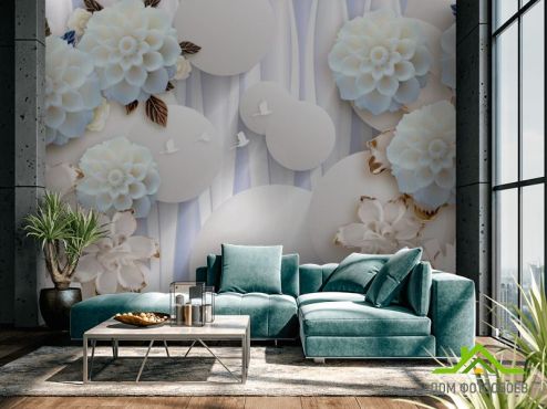 выбрать Фотообои Фарфоровые цветы Фотообои 3D фотообои: горизонталная, горизонтальная ориентация на стену