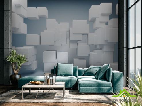 выбрать Фотошпалери Білі кубики 3Д 3D шпалери розширюють простір на стіну