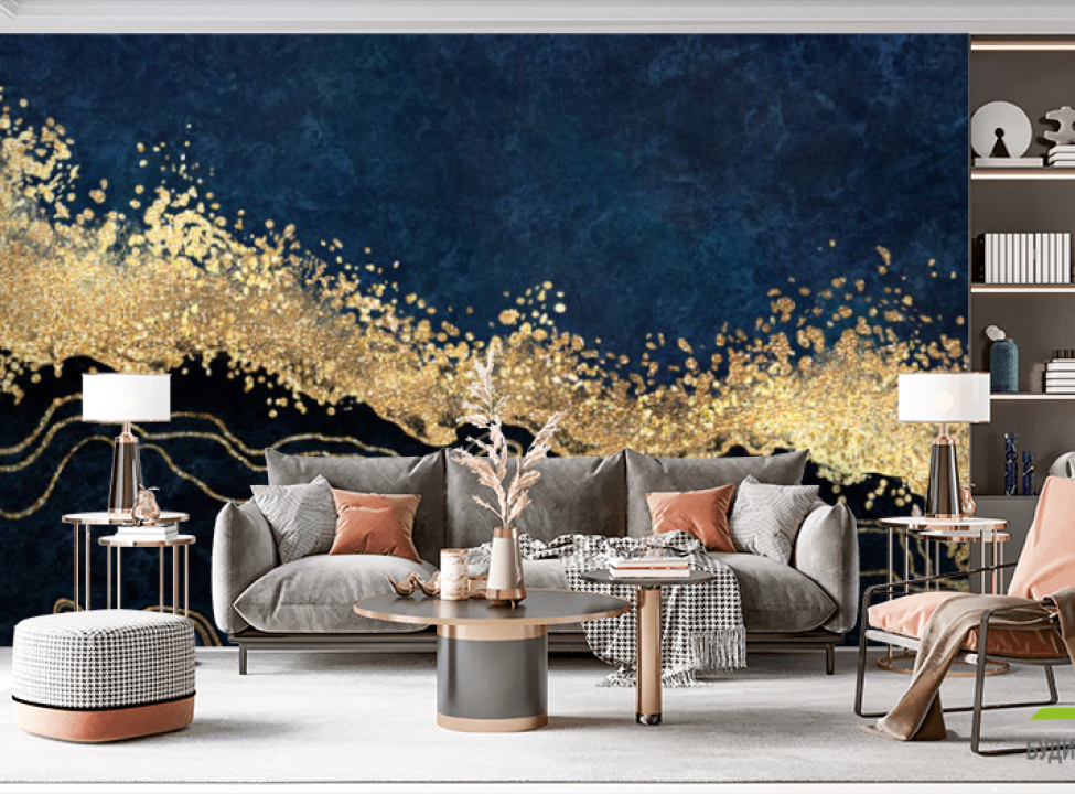 выбрать Фотошпалери синій мармур Золотий Каталог фотошпалер на стіну