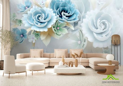 выбрать Фотообои Бирюзовые керамические цветы Фотообои Фотообои Цветы:  на стену