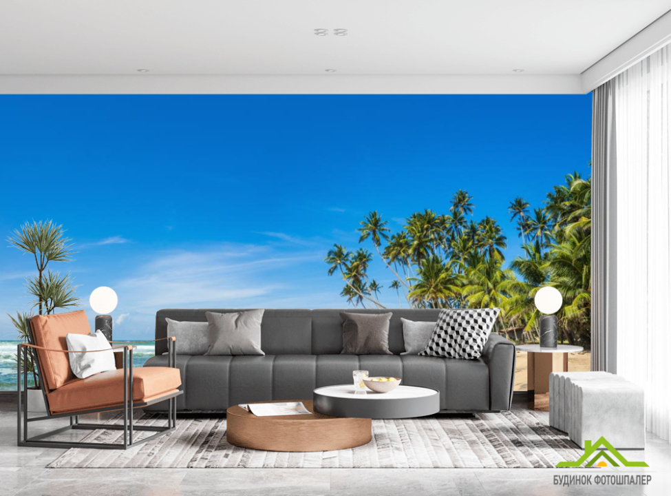 выбрать Фотошпалери пальми на білому піску Каталог фотошпалер на стіну