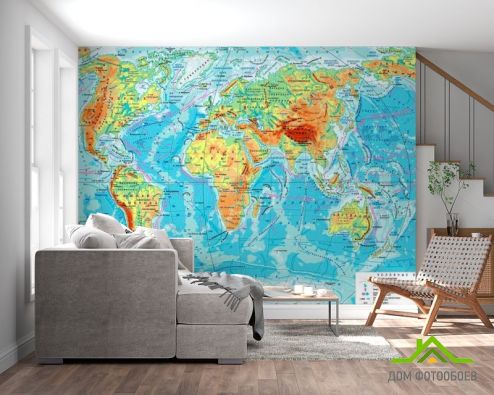 выбрать Фотообои Карта Фотообои Фотообои карта Мира: горизонталная, горизонтальная, голубой ориентация на стену