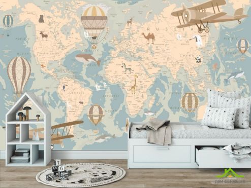 выбрать Фотообои Карта мира и самолеты Фотообои Little kids на стену