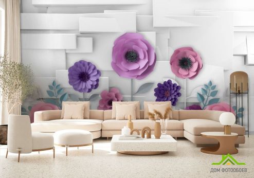 выбрать Фотошпалери 3Д паперові квіти Фотошпалери, колір: «квадратна, горизонтальна» на стіну