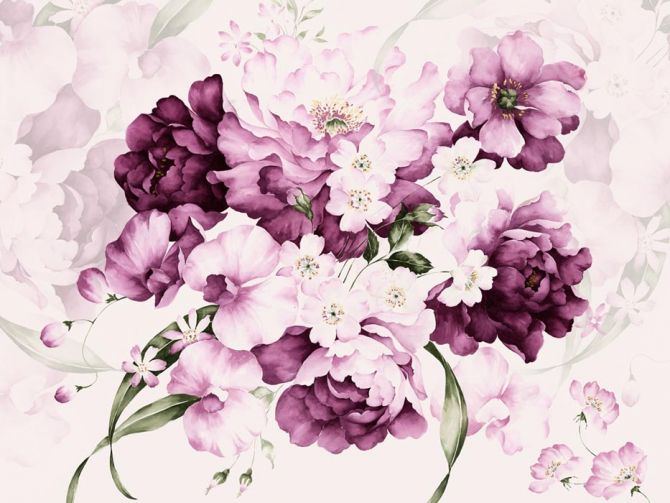 Фотошпалери Акварельні фіолетові квіти