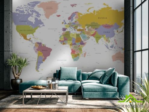 выбрать Фотообои Географическая карта мира  на стену