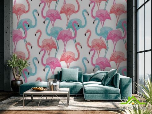 выбрать Фотообои Фламинго Фотообои Фотообои Животные: рисунок  на стену