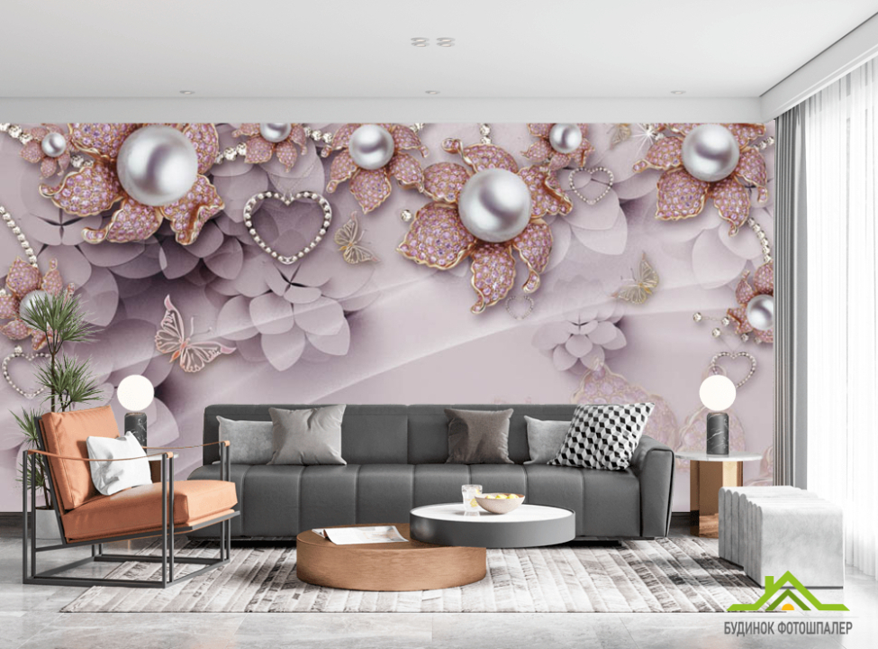 выбрать Фотошпалери Рожеві брошки Каталог фотошпалер на стіну
