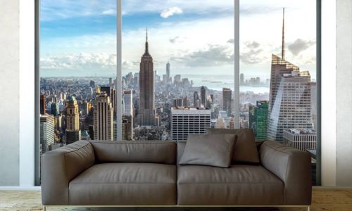 Фотообои в интерьере гостиной с фото - Фотообои Нью Йорк из окна