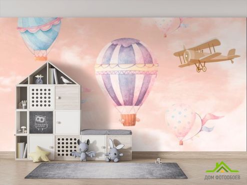 выбрать Фотообои Воздушные шары и самолетик Фотообои Little kids на стену