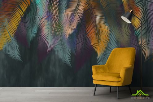 выбрать Фотообои яркие листья пальмы Фотообои Дизайнерские листья на стену