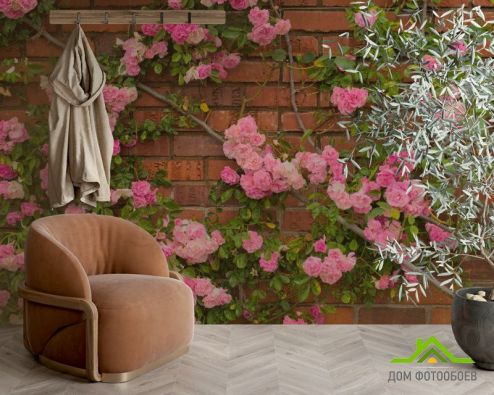 выбрать Фотошпалери чайна троянда на цегляній стіні Фотошпалери Квіти на стіну