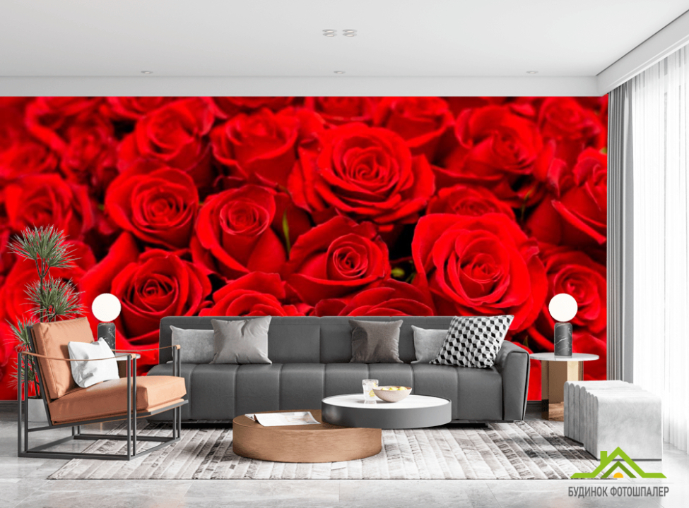 выбрать Фотообои Букет алых роз Фотообои Розы на стену