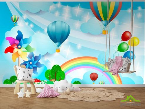 выбрать Фотообои Воздушные шарики Фотообои Фотообои в детскую: горизонталная, горизонтальная, рисунок ориентация на стену