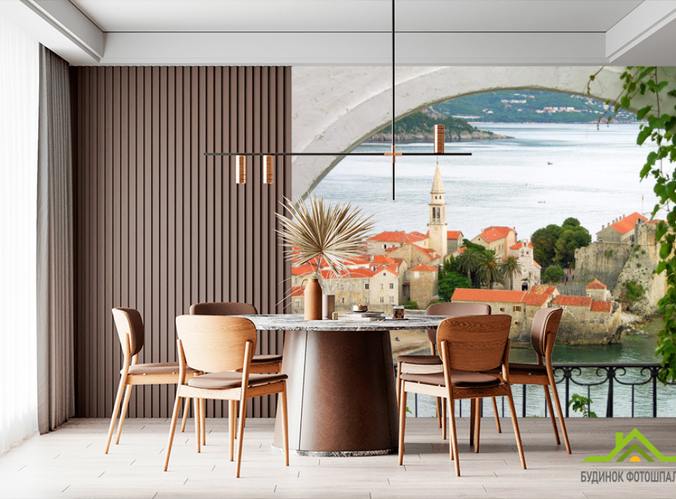 выбрать Фотошпалери Арка, місто, море Каталог фотошпалер на стіну