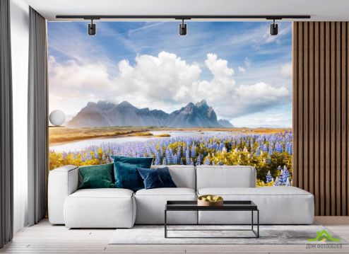 выбрать Фотообои Цветочная поляна в горах Фотообои в гостиную на стену
