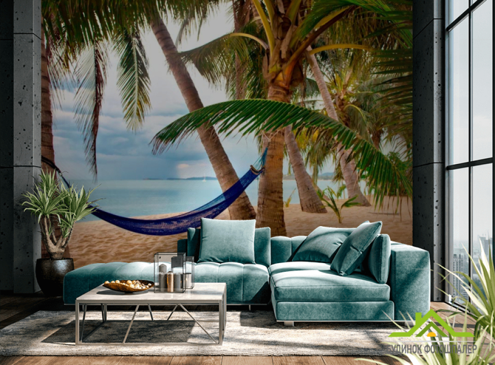 выбрать Фотошпалери Гамак серед палем Фотошпалери Море на стіну