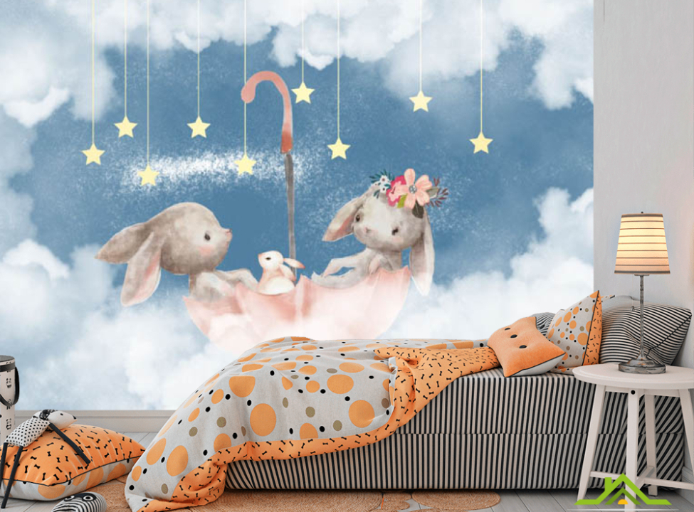 выбрать Фотошпалери зайчика на хмаринках Каталог фотошпалер на стіну