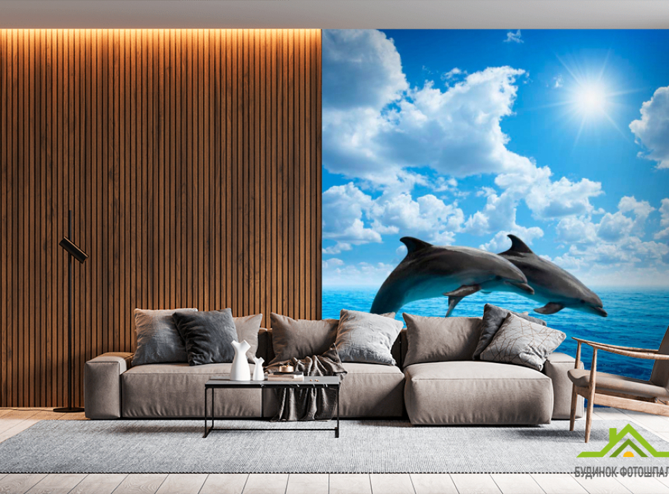 выбрать Фотошпалери Стрибки дельфінів Каталог фотошпалер на стіну