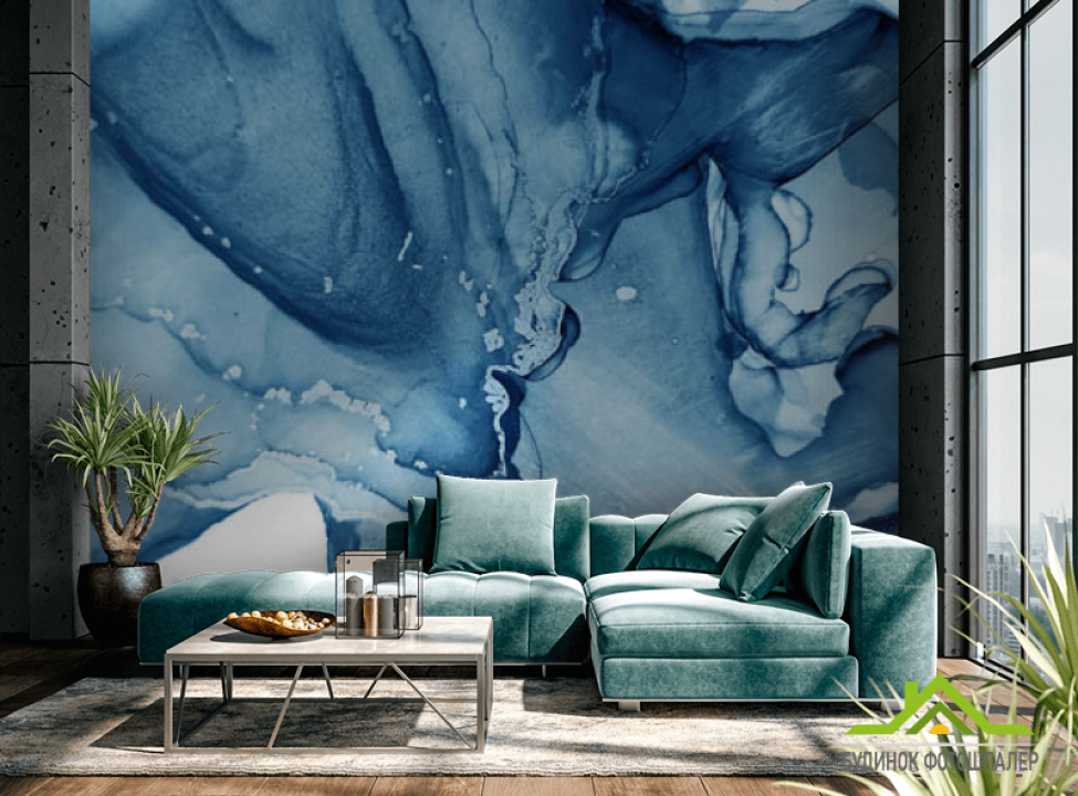выбрать Фотообои Синие разводы флюид Каталог фотообоев на стену