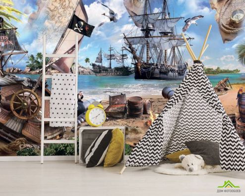 выбрать Фотообои Остров пиратов Фотообои Фотообои в детскую: горизонталная, горизонтальная, картинка ориентация на стену