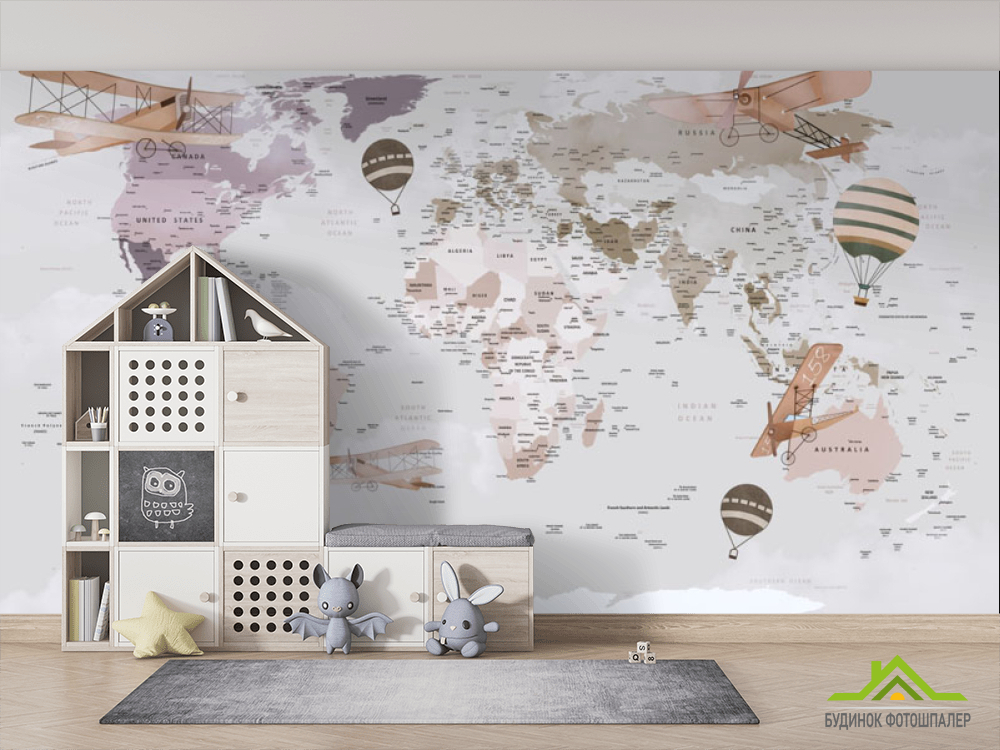 Фотообои Бежевая карта детская