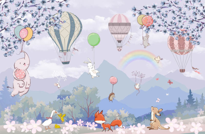 Фотообои Звери на воздушных шариках