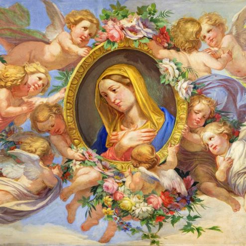 выбрать Фотошпалери фреска діва Марія і ангели  на стіну