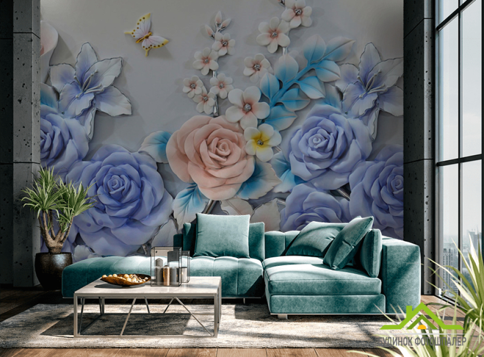 выбрать Фотообои Фиолетовые цветы из керамики Фотообои 3Д на стену