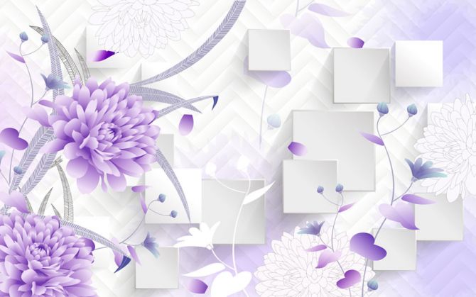 Фотообои Фиолетовые цветы 3д