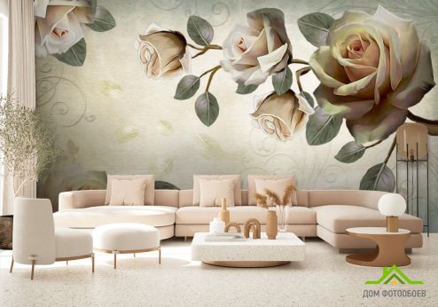 выбрать Фотообои розы на бежевом фоне Фотообои Фотообои Цветы:  на стену