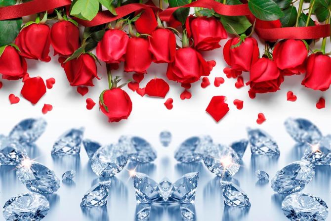 Фотошпалери Троянда з алмазом