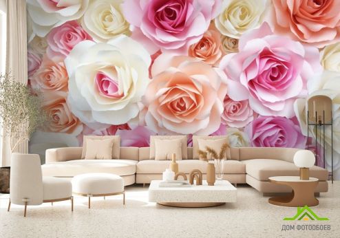 выбрать Фотообои розы нежных цветов Фотообои Фотообои Цветы: горизонталная, горизонтальная ориентация на стену