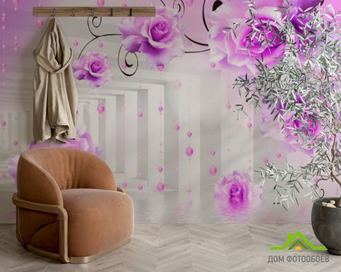 выбрать Фотошпалери Фіолетові квіти в тунелі Фотошпалери, колір: «квадратна, горизонтальна» на стіну