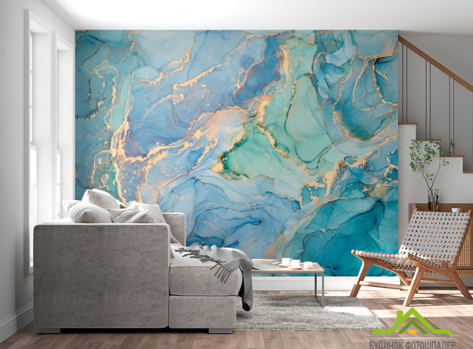 выбрать Фотошпалери яскравий блакитний Fluid art Каталог фотошпалер на стіну