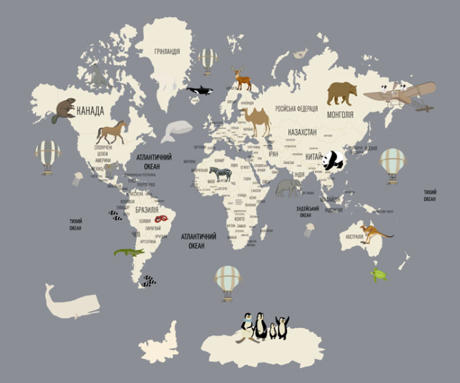 Фотообои Серая карта на украинском