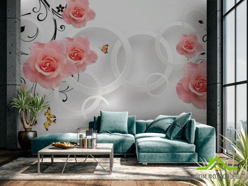 выбрать Фотообои 3D утоны роз над водой Фотообои, цвет: «» на стену