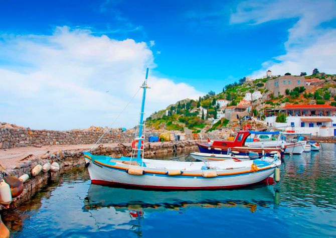 Фотообои Лодки на Греческих островах