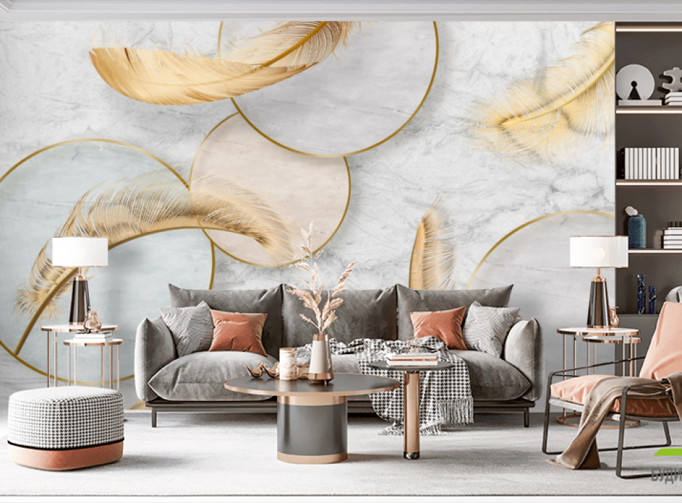 выбрать Фотошпалери золоті пір'я Каталог фотошпалер на стіну