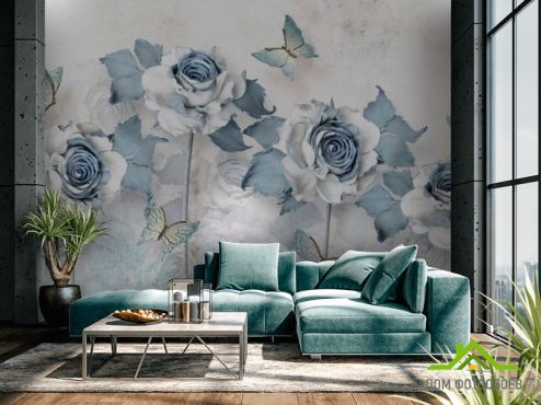 выбрать Фотошпалери 3D Блакитні троянди Фотошпалери Квіти на стіну