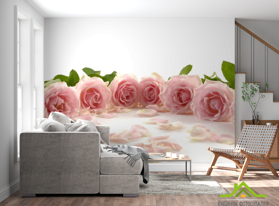 выбрать Фотообои розовые розы по кругу Каталог фотообоев на стену