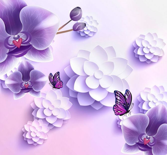 Фиолетовые орхидеи 3Д