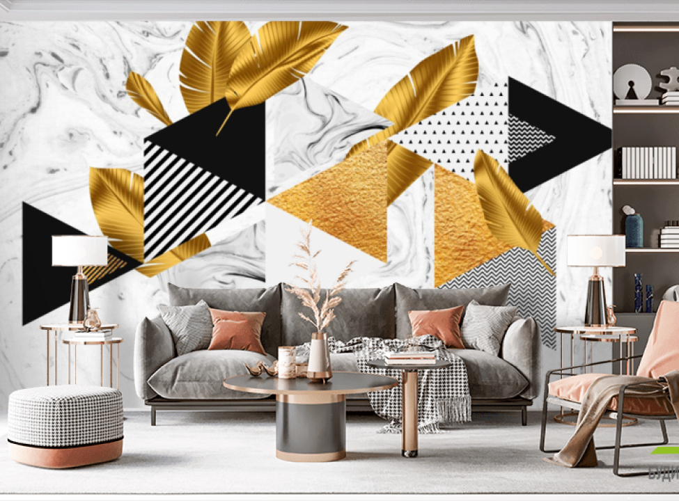 выбрать Фотошпалери золоті листья і трикутники Каталог фотошпалер на стіну