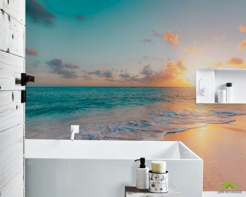 выбрать Фотообои Морской закат на пляже Фотообои в ванную на стену