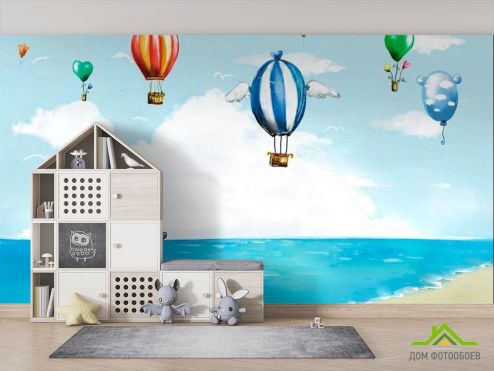 выбрать Фотошпалери Різнокольорові повітряні кулі Дитячі фотообої на стіну