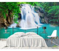 Фотообои водопад и бирюзовое озеро